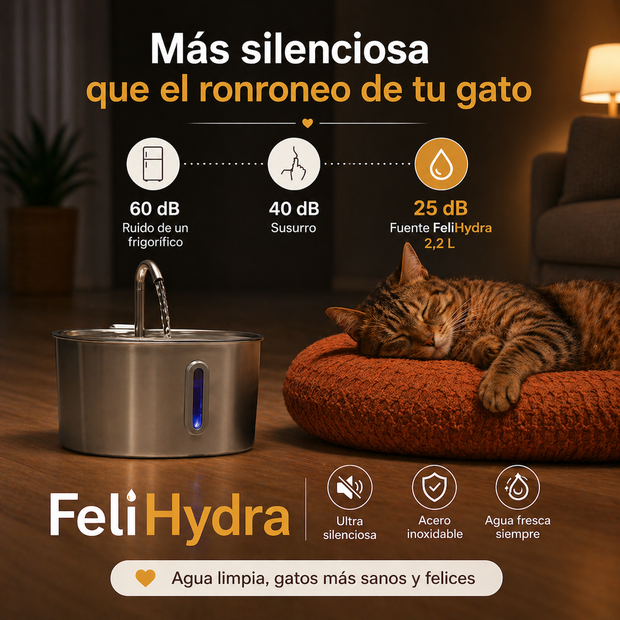 FeliHydra™ | Fuente automática silenciosa